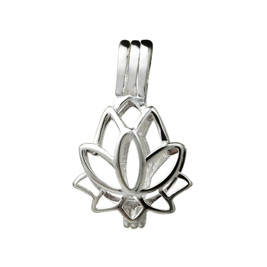 Lotus Flower Blossom Landant Small Lockets 925 Sterling Silver Gift Love Wishing Pearl Cage 5 Pitch238Z