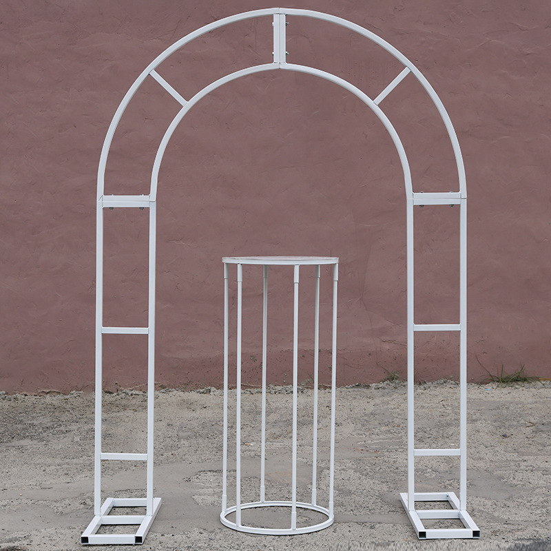 Conjunto de suporte para bolo em arco de casamento, suporte de flores de metal, porta arqueada, decoração de fundo, arco redondo, decoração de festa em casa