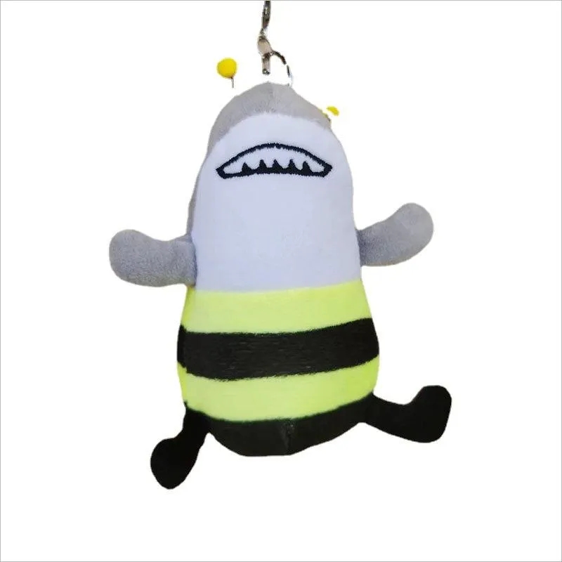 Shark Bee doll Keychain action figure pendant Cross-border Shark Bee creative mini plush toy 2024