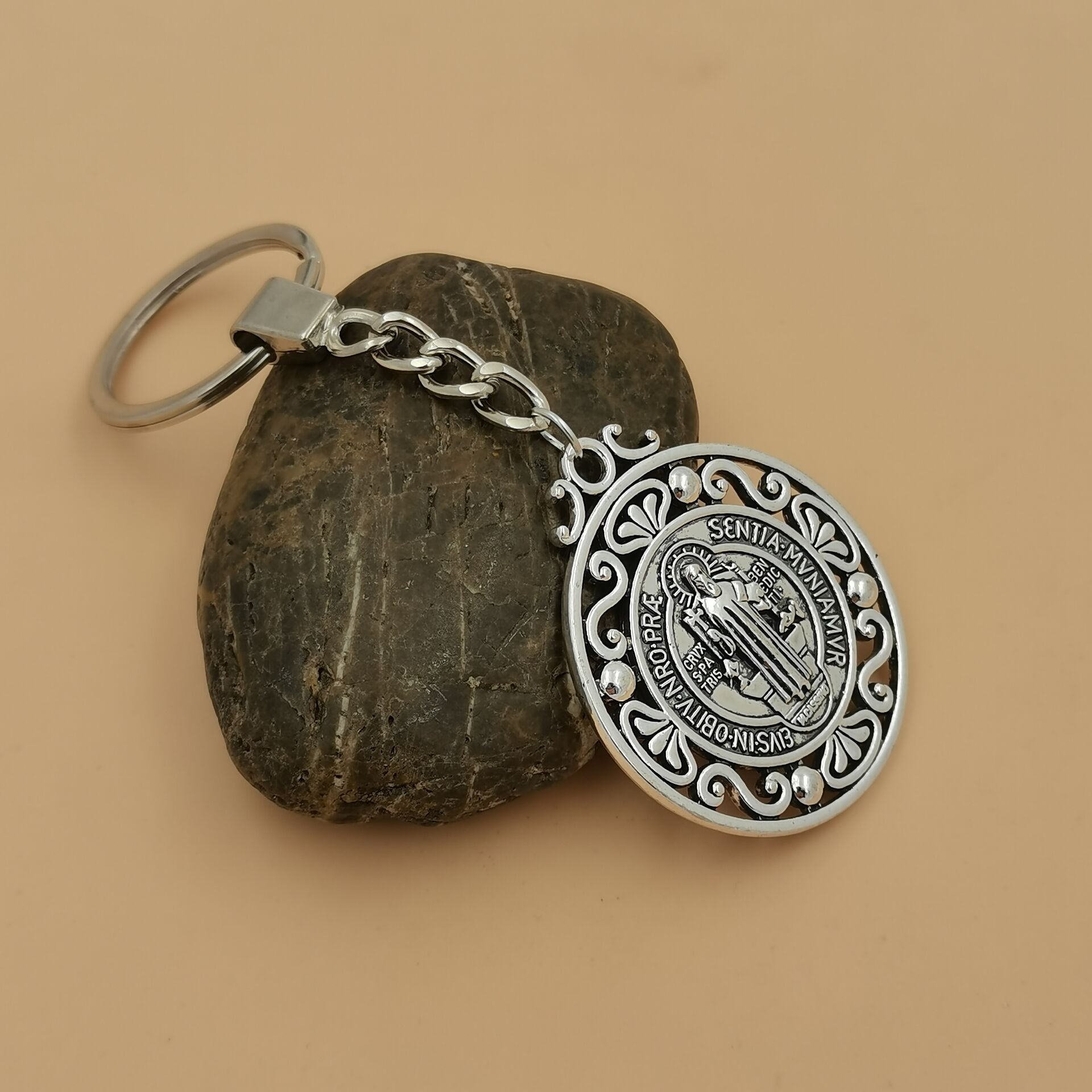 St Benedict Medal Charm Pendant Keychain Christmas Gift for Men Woman Lady A-483f