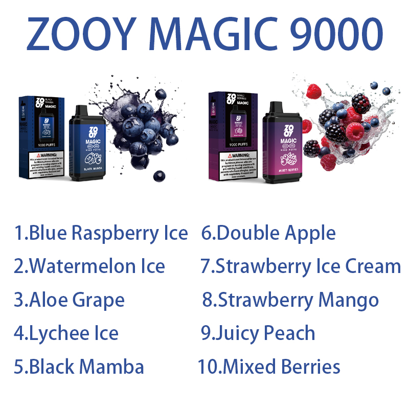 ZOOY MAGIC puff9000 disposable Vape pen mesh coil vape 9000puff rechargeable E-cigarette puff9k 650mAh battery pre charged 16ml Pod evaporator vapes