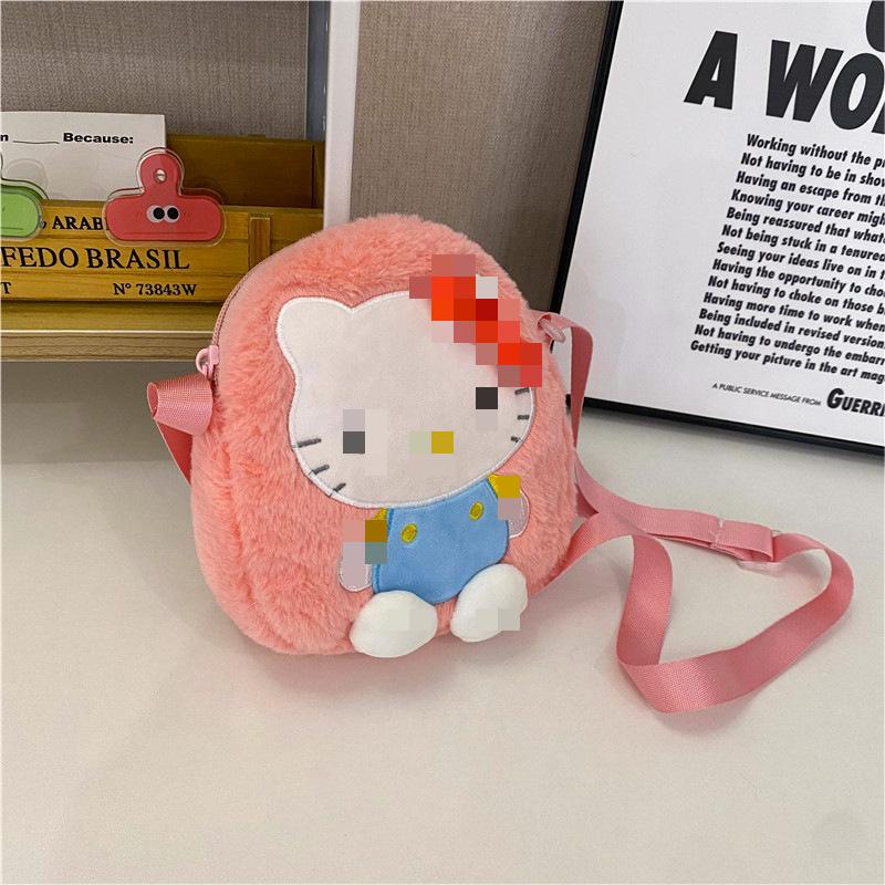 Hot selling cartoon fashion children's doll bag cute Kuromi plush bag grab machine doll change small gift