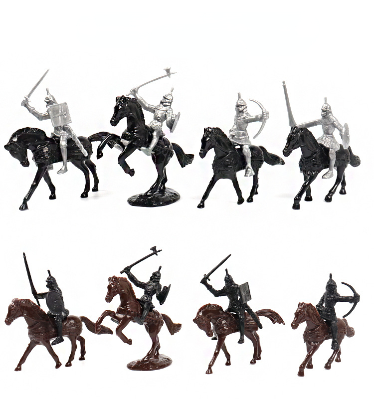 Modelo de soldado medieval, cavaleiro guerreiro, conjunto de brinquedos de guerra de cavalo de cavalaria antiga