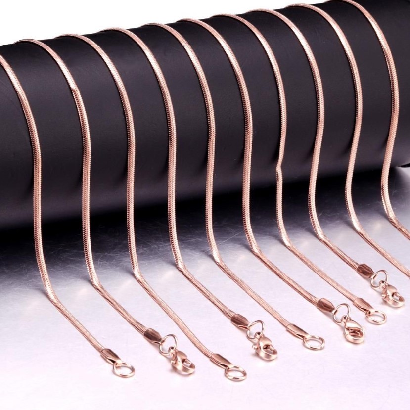 LUXUSTEEL 10 pièces chaînes en acier inoxydable colliers or Rose noir longueur 18 pouces à 24 pouces serpent tabulaire collier entier 259x