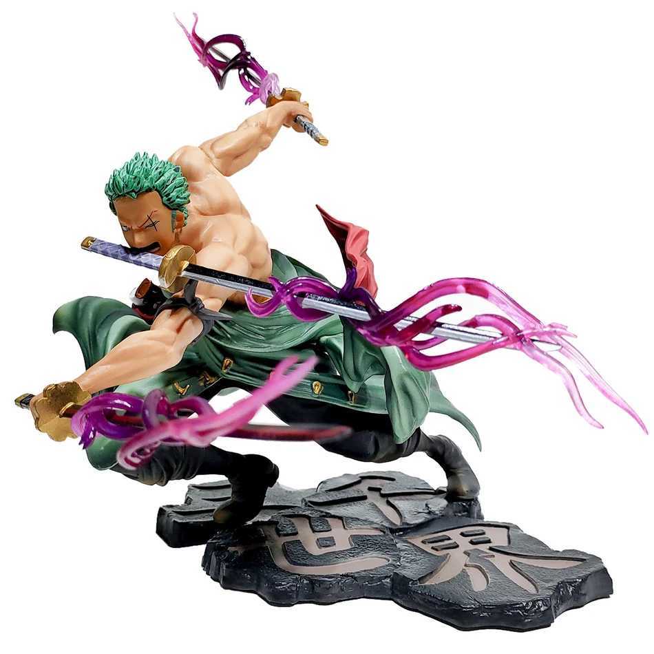 Action Toy Figures 10cm One Piece Figure Roronoa Zoro Three-Knife Fighting PVC Action Figurine Collection Model Toys Gift