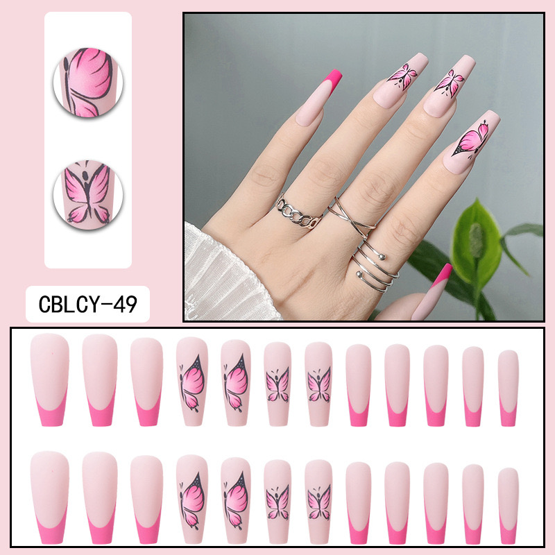 24 Dubbele nagel Fake Nail Tip Fashion Gel System Mold UV-acryl nail art verlengt de lange top om een nieuwe afneembare nep-nagelpatchset te vormen, geperst op nagels