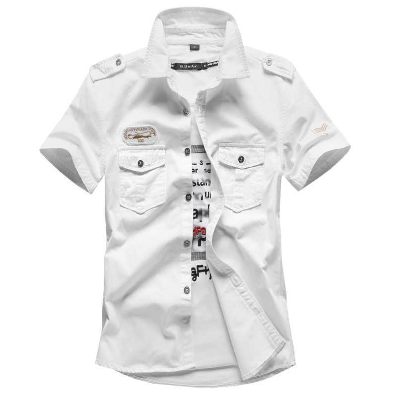 Step into air force one summer mens Shirt Short Sleeve mens military shirt mens wear