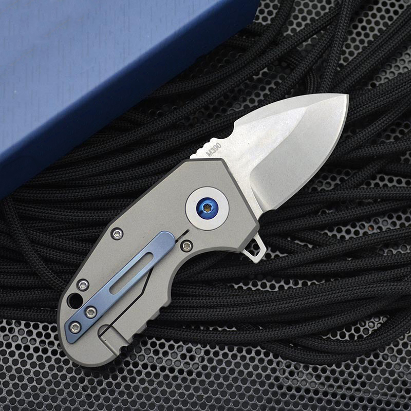 Camping Mini M390 Blad 756 Fold Knifit Titanlegering Handtaget Utomhus Självförsvarsfickknivar EDC Tool