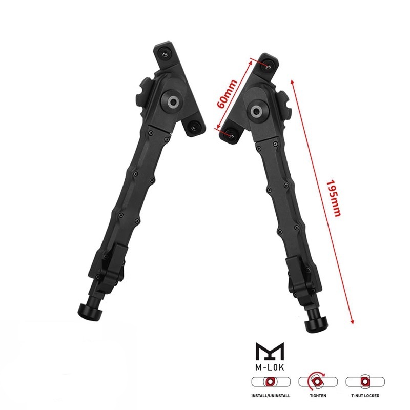 M-LOK metalen statief zwart materiaal van aluminiumlegering M-LOK hoogwaardig V9-statief draaibaar splitstatief BW