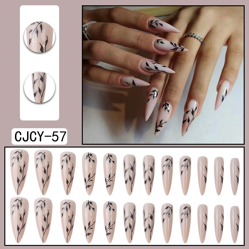 24 doubles ongles faux ongles pointe mode système de gel moule UV acrylique nail art s'étend long haut pour former un nouvel ensemble de faux ongles détachables pressés sur les ongles