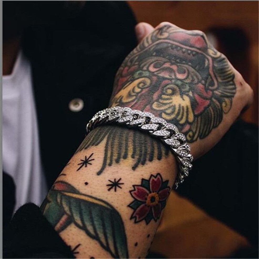 2021 hip-hop pulseira de diamante masculino e feminino pulseira cheia de diamantes grande corrente de ouro bracelet2391