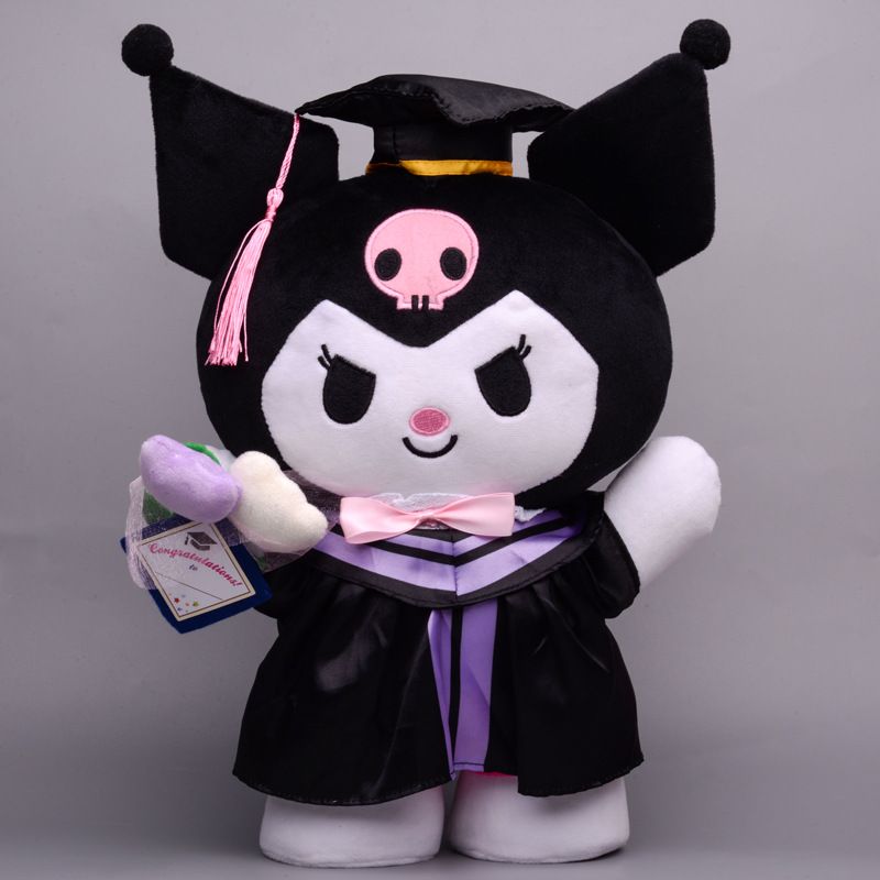 Graduation Season Kuromi Plush Doll Kuromi Melody Bachelor's Clothing Graduation PhD Hat Plush Toy Decoration 35cm