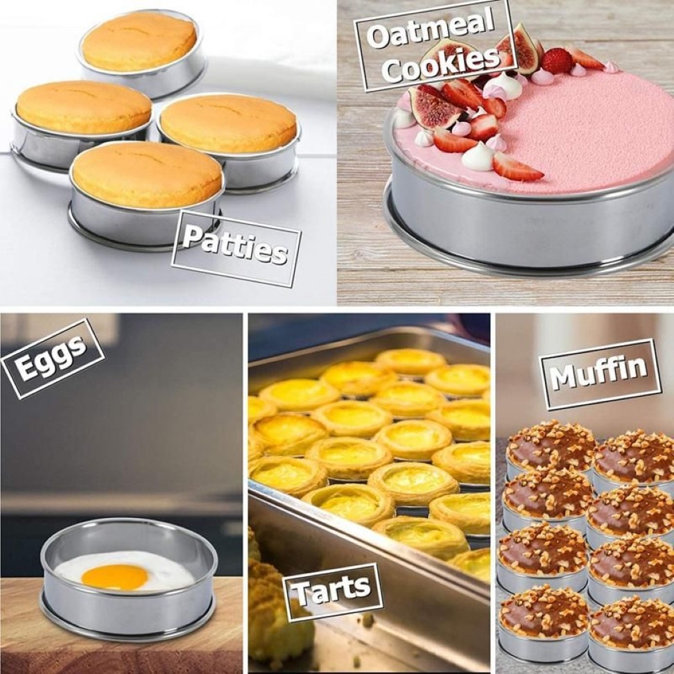 Moldes de cozimento Ringos azedos duplos rolados Inglês MUFFIN CRUMPET para cozinhar bolo de mousse de pastelaria de bola shortbread anel2703