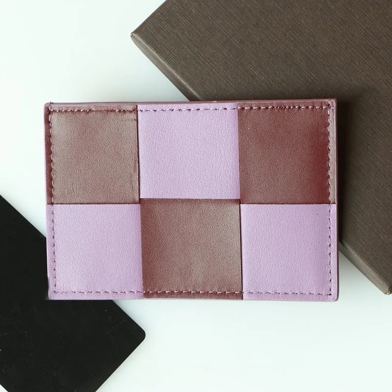 Intreccio Tarjeteros de cuero genuino Carteras tejidas Cassette Mujeres Diseñador de marca de lujo Monederos Moda Multi colores Ranura para tarjetas Bolsos de cuero de vaca para mujer 2649