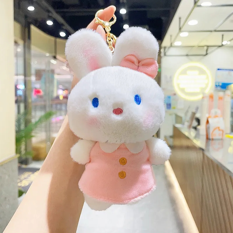 2024 Stuffed Custom Plush Keychain Pendant Animal Toys Cute Mini Toy Short Ear Plush Rabbit Fur Keychain