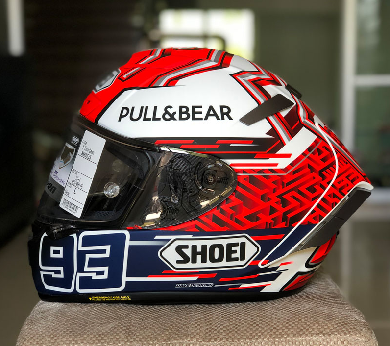 Full Face Shoei X14 X-Fourteen MM93 Marc Marquez Red White Ant Redbu LL Motorcykel Hjälm Anti-dimma Visor Man Riding Car Motocross Racing Motorcykel hjälm