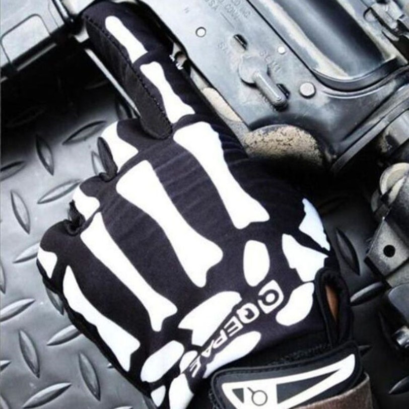 Qeqae Patrón de Esqueleto Unisex Dedo Completo Bicicleta Ciclismo Motocicleta Moto Carreras Guantes de Montar Guante de Bicicleta para Mujeres y Hombres 2263y