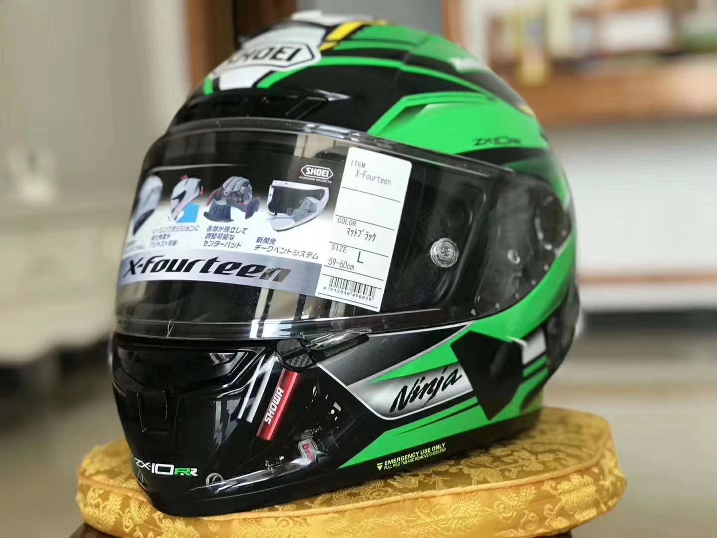 Capacete de rosto inteiro shoei x14 x-catorze verde kawasa ki, viseira anti-neblina, carro de equitação, motocross, corrida, capacete de motocicleta