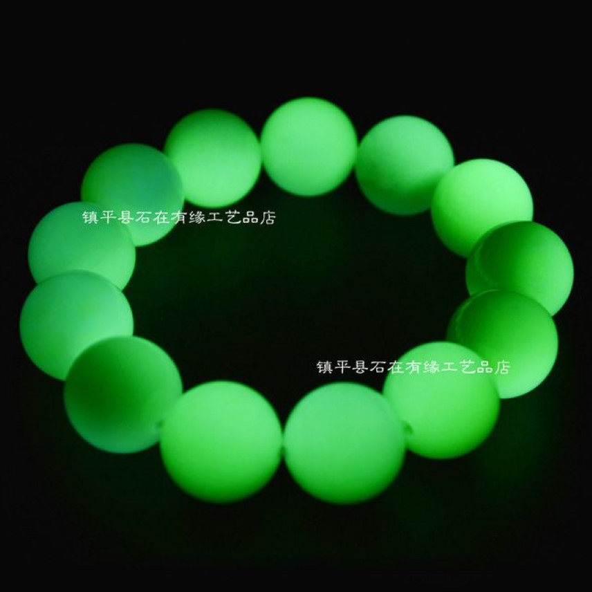 Kralen Strengen GROEN Fluoriet Nacht Parel Kraal Armband Glow Light Armband Maansteen steen Natuurlijke jade voor vrouwen men208g