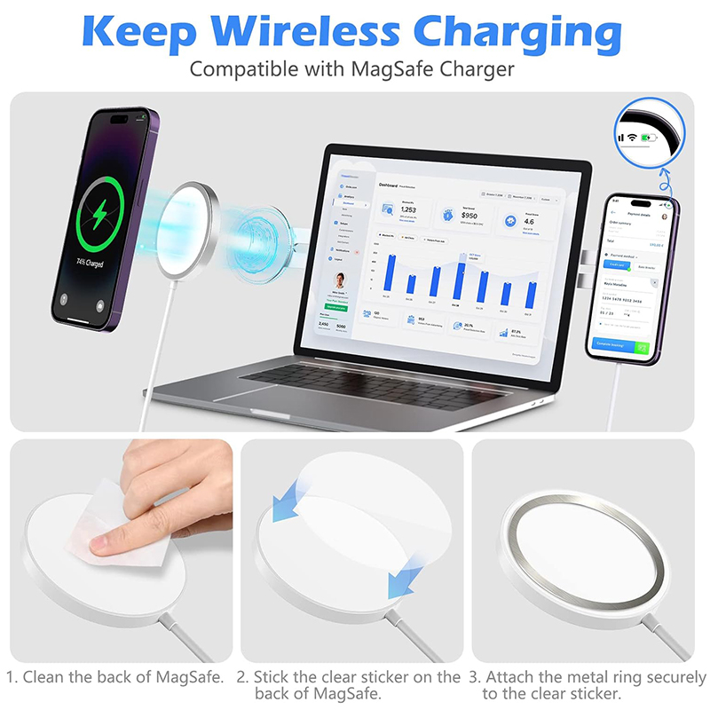 CASEiST 180° verstellbare magnetische Laptop-Erweiterungshalterung, Dual-Screen-Display, seitliche Obermontage, Computer-PC, Autotelefonhalter, Dual-Monitor-Ständer, Kamera für MagSafe Tesla