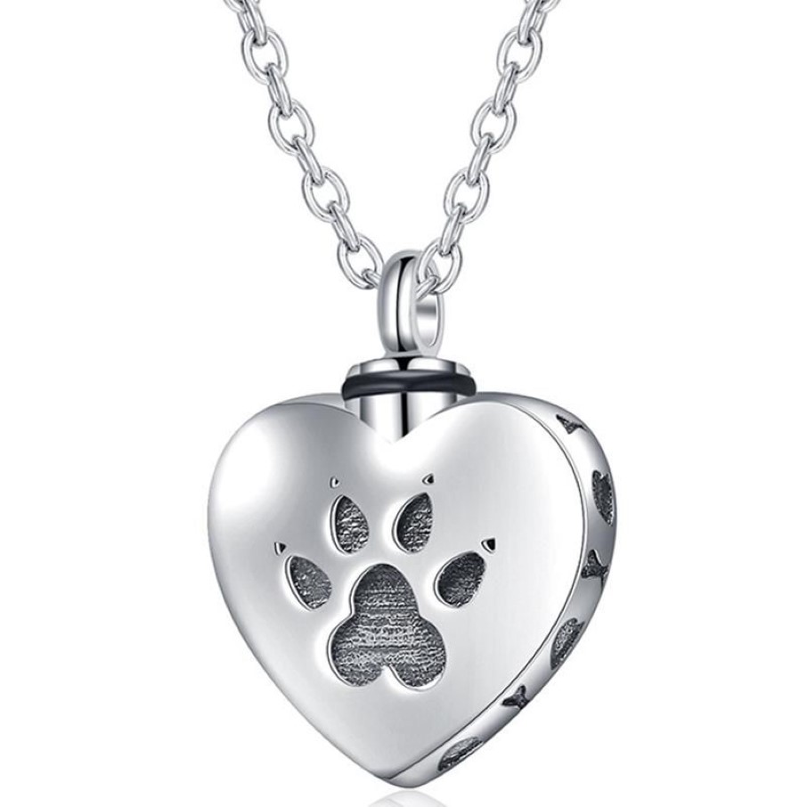 Pendant Necklaces Love Heart Pet Cremation Urn Necklace Gray Dog Jewelry Memorial Souvenir Romantic Lover Gift300J