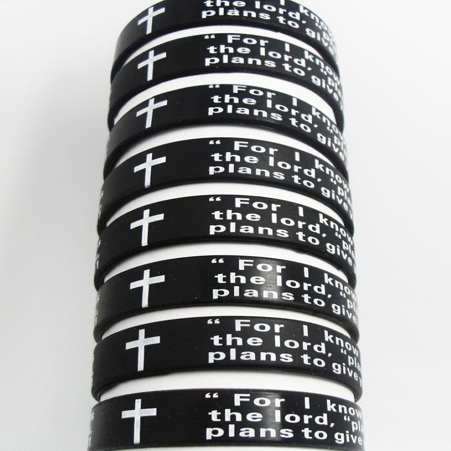 50 шт. Jeremiah 2911 Lords Prayer, мужские модные силиконовые браслеты с крестом, браслеты, все религиозные ювелирные изделия с изображением Иисуса, лоты2584