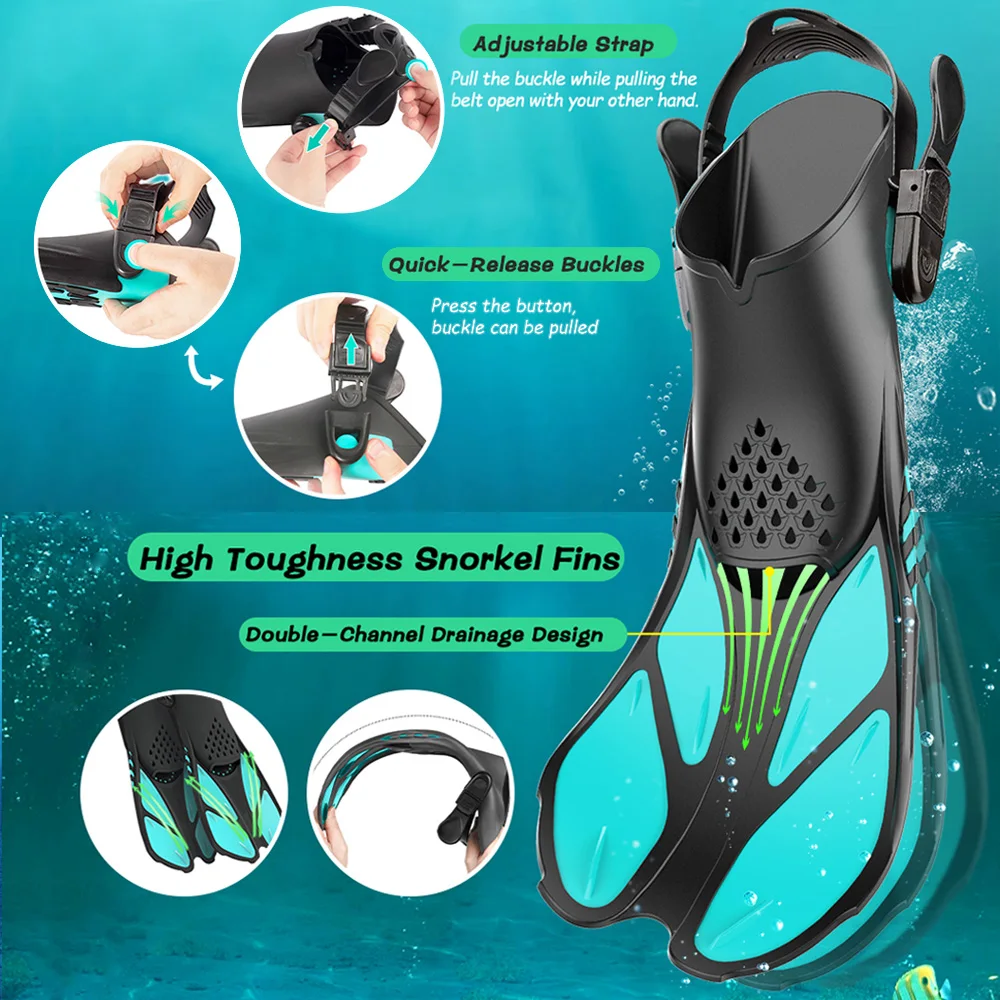 Pinne snorkeling Fibbie regolabili Pinne nuoto Scarpe corte in silicone immersioni Tacco aperto Taglia da viaggio Uomo adulto Donna