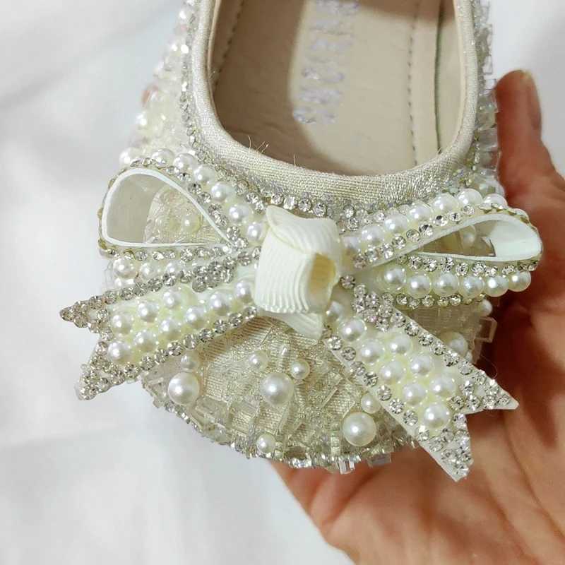 First Walkers Branded toddlers girls shoes flat heel with sequins Enfant little princess dress shoes for wedding party with crystals 240315