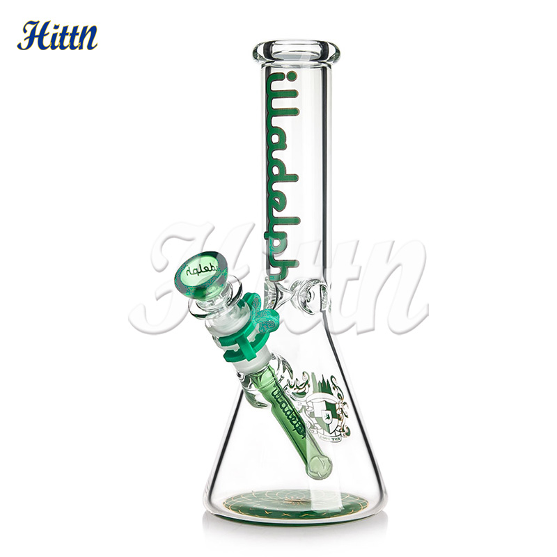 Illadelph Glass beker Bong 10 inch zieke glazen waterpijp met de hand geblazen 420 Water Bong 5 mm dik 14 mm gewricht met plastic clip blauw zwart groen 2024 NIEUW