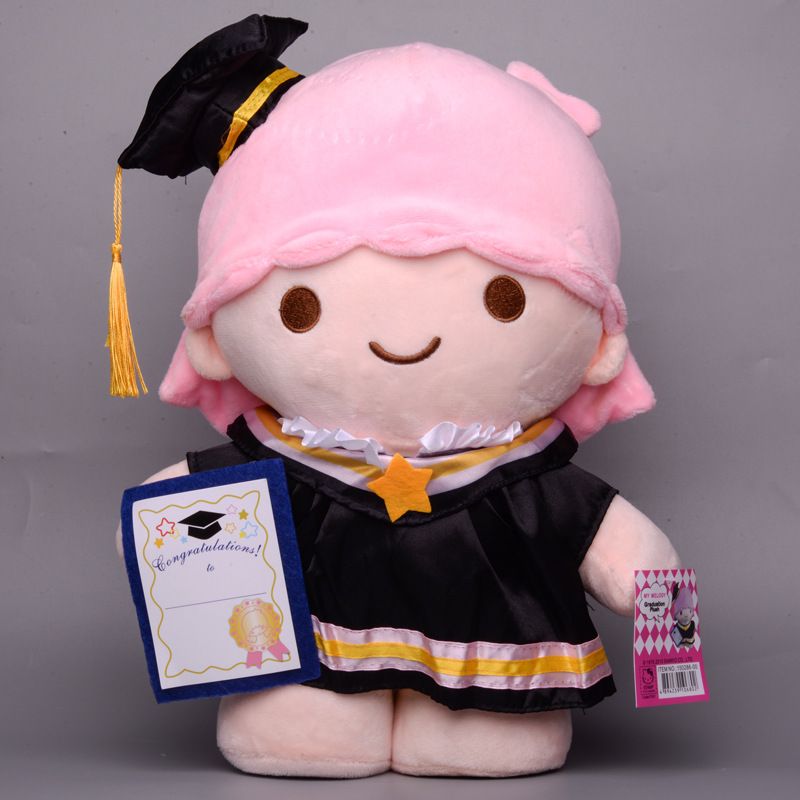 Stagione di laurea Kuromi Peluche Bambola Kuromi Melody Abbigliamento Laurea Dottorato Cappello Peluche Decorazione 35 cm