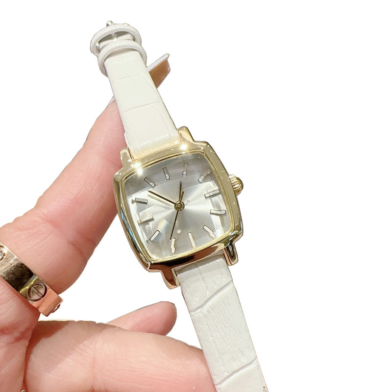 Vintage Luxury lady watch leather strap designer women watches gold square 28mm Wristwatches For womens new year Christmas Valentine's Mother's Day Gift high quality