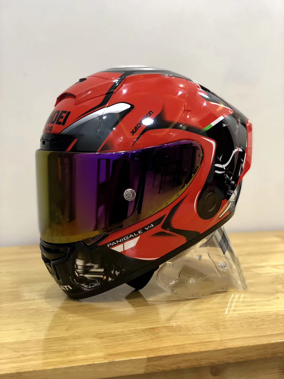 Full Face Shoei X14 X-Fourteen Red Duca Ti Motorcykelhjälm Anti-dimma Visor Man Riding Car Motocross Racing Motorbike hjälm