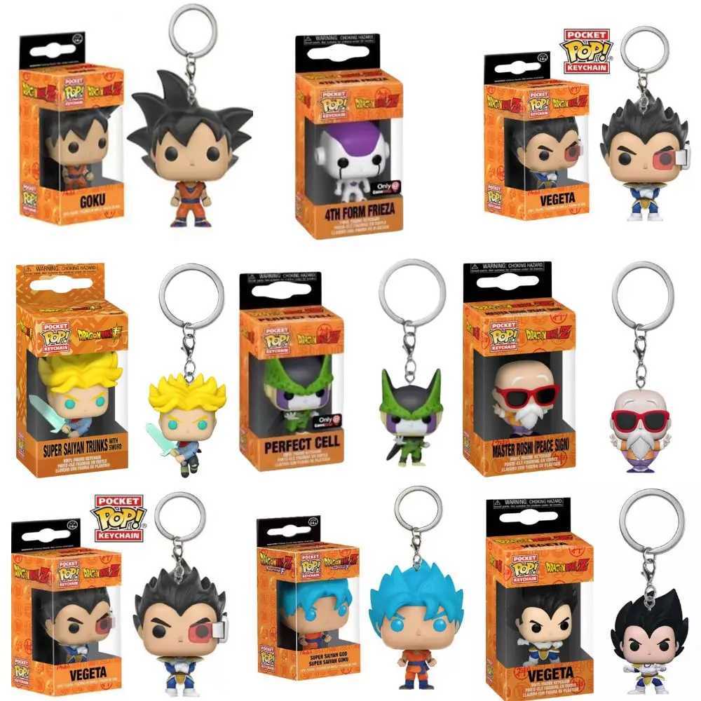 Action Toy Figures Funkoes Z Keychains Cartoon Anime Figures Son Goku Master Roshi Children Pendant Collection Decoration Model Toys