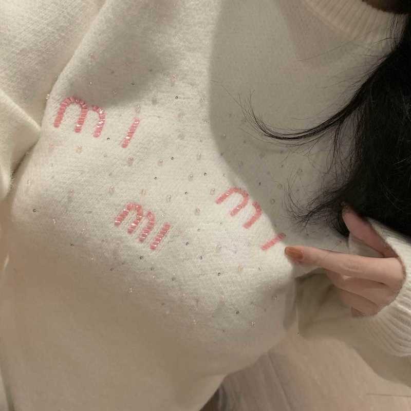 女性用セーターデザイナーマンティアックス重業界の刺繍入りセーターラウンドネックニットウェアF2BV