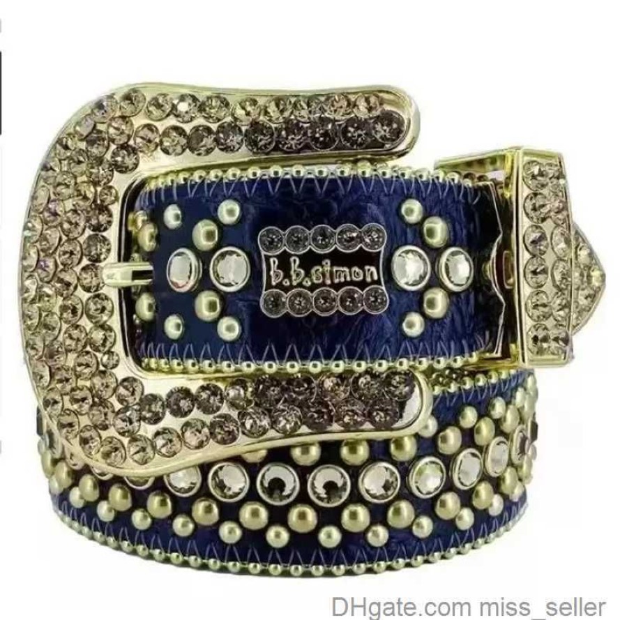 2023 Designer BB Belt Simon Ceintures pour hommes Femmes Ceinture de diamant brillant Noir sur Noir Bleu Blanc multicolore avec strass bling as229E