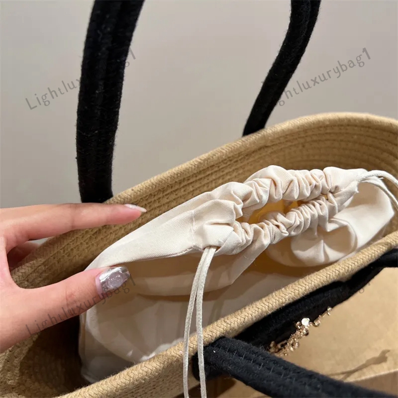 Ontwerper Vrouw Luxe Gras Geweven Groentemand Strand Tote Casual Strozak Zomer Breien Schoudertas Leuke Portemonnees Zachte Dame Boodschappentas 240316