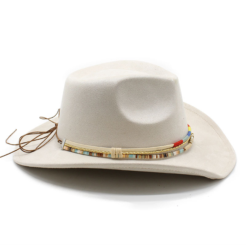 Uomo Donna Cappelli a tesa larga Camoscio Western Cowboy Top Cap Feltro Cappello Fedora Coppia Jazz Caps Cappelli stile Fedora e borsalino da donna all'ingrosso