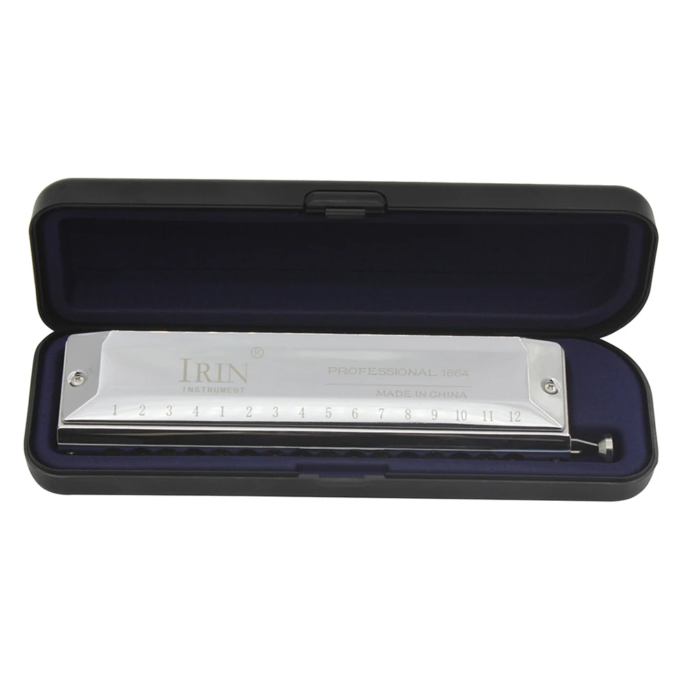 Instrumenten IRIN 16 gaten 64 Tune Harmonica Chromatische schaal Houtblazers Instrumenttonen Halve tonen Schakelende mondharmonica Muziekcadeau met koffer