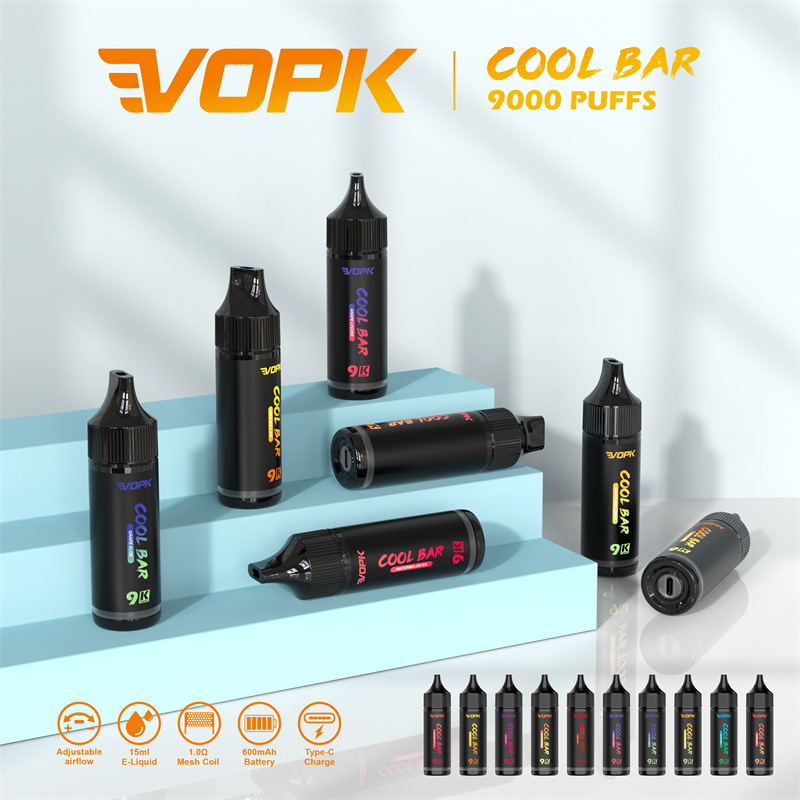 VOPK COOL BAR PUFF 9000使い捨てパフペン12ml事前に充填された充電600mAhメッシュコイルディスプレイvape脱着パフ9K