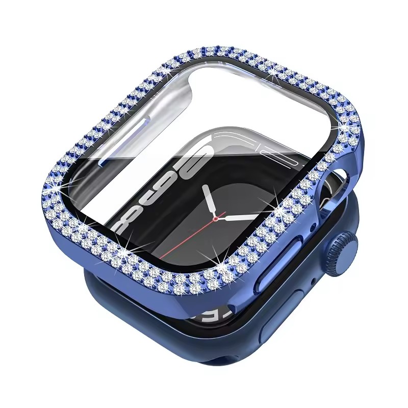 Boîtier en verre de montre en diamant pour Apple Watch Series 8 7 6 5 4 3 2 1 Couvercle 49 mm 38 mm 40 mm 41 mm 45 mm 44 mm Protecteur d'écran en verre trempé 3D plein cadre