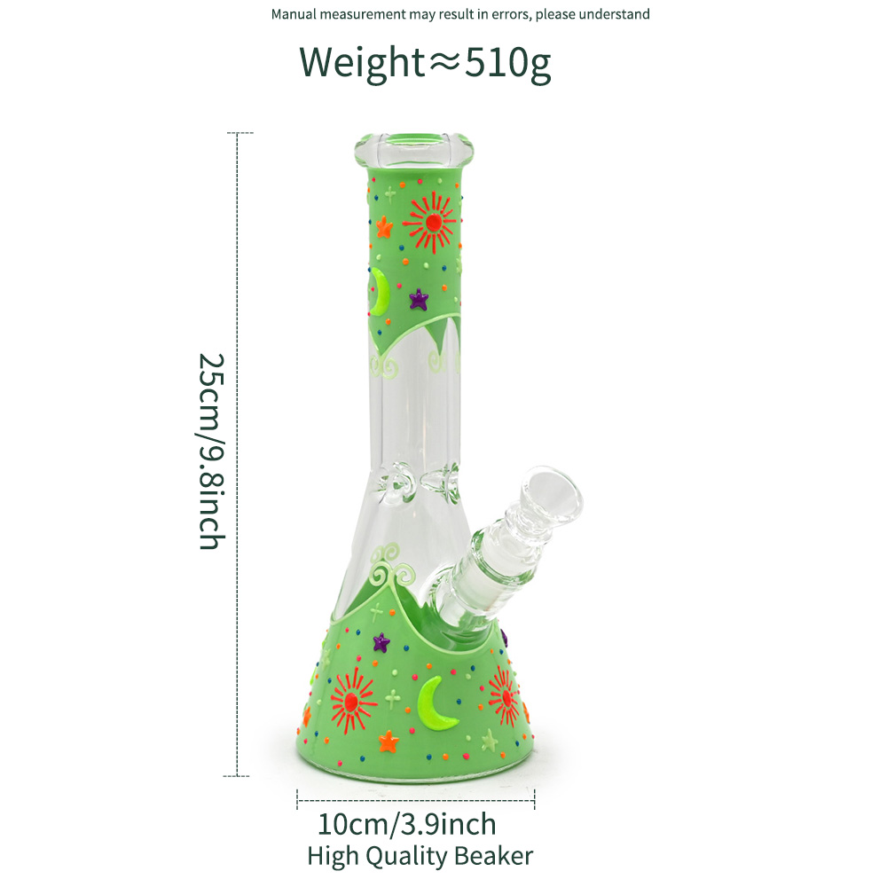 9.8in,Borosilicate Glass Water Pipe With Colorful Luminous Star And Moon,Cute Glass Bongs,Glass Hookah,Holiday Gifts,Home Decorations,Smoking Accessaries