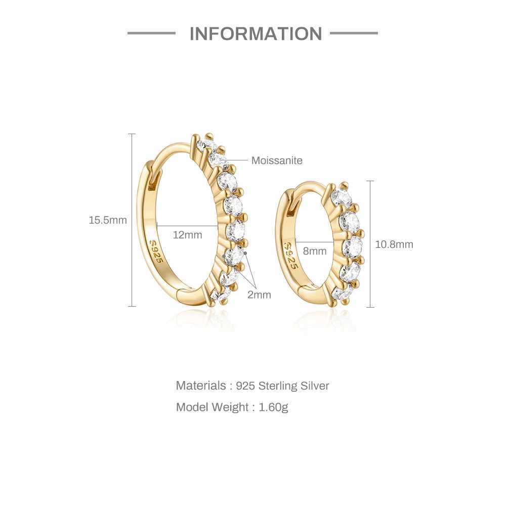 Charm KOJ Exquisite 8MM/12MM Hoop Earrings for Women Original 925 Sterling Silver Real Moissanite Gem Womens Earring 2023 NewL2403