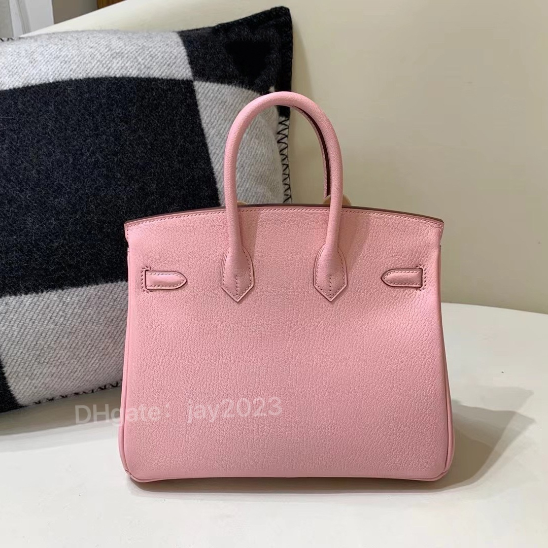 Sac fourre-tout à main 10S Top Handmade Cherry Pink Designer Sac 25 cm avec peau de chèvre de qualité supérieure d'origine importée avec boîte VIP Customation