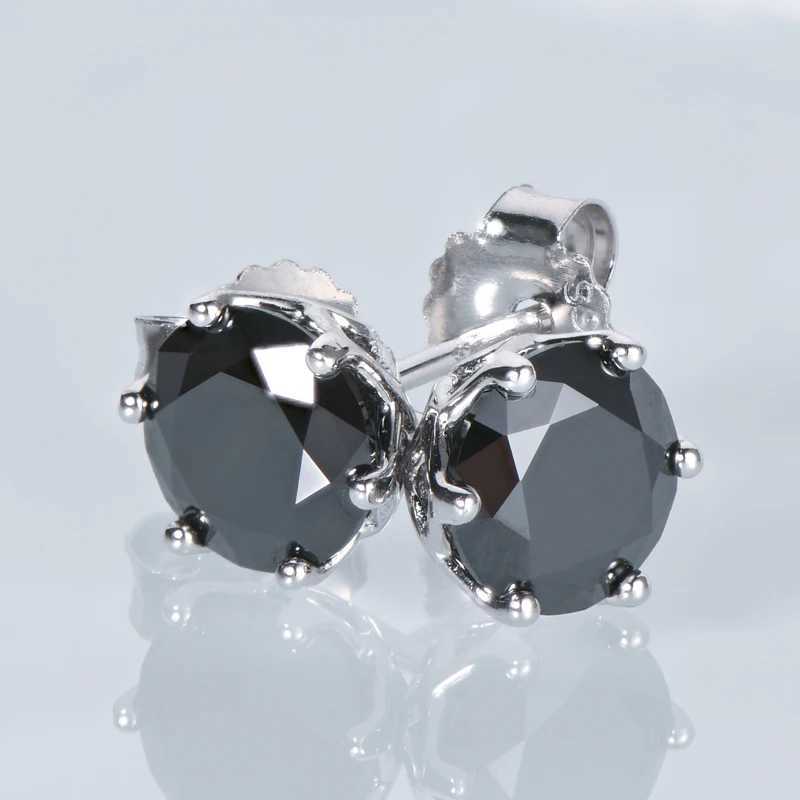 Charme IOGOU Morden réel 1 Carat noir Moissanite boucles d'oreilles pour hommes 100% 925 argent Sterling noir boucle d'oreille femmes hommes bijoux cadeauxL2403