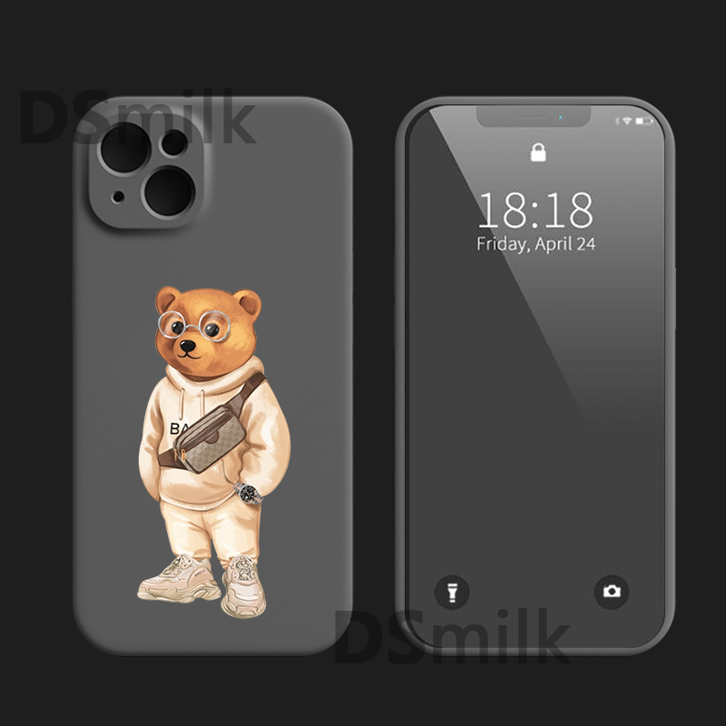 Moda urso caso de telefone para iphone 15 14 13 pro 12 11 pro xs x xr max 8 7 se forte casos de silicone macio capa traseira estilo 507