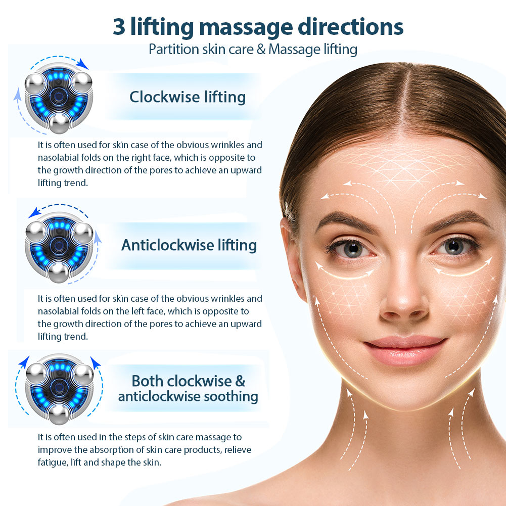 4 in 1 Bio T6 RFEMSE Lifting elettrico della pelle Terapia della luce blu Bellezza Massaggio viso rassodante Olio antirughe il controllo dell'acne il viso Circolazione sanguigna Modellante Corpo