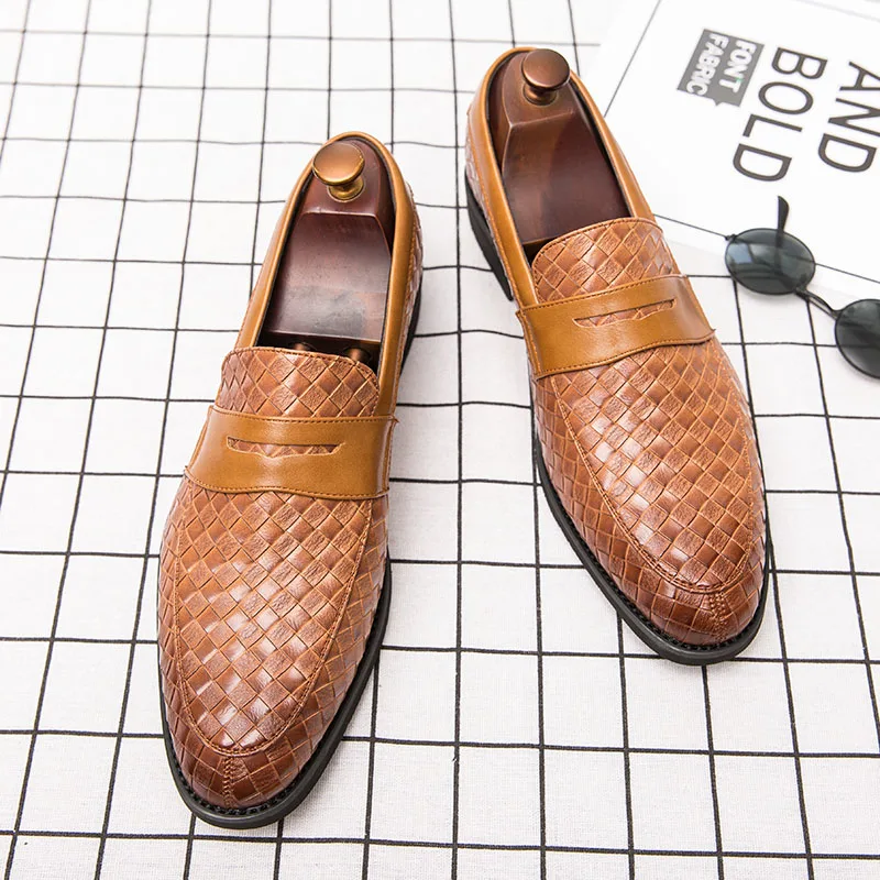 Männer Frühling und Herbst Schuhe Marke Woven Leder Casual männer Loafer Fahren Mokassins Flache Schuhe Zapatos Hombre