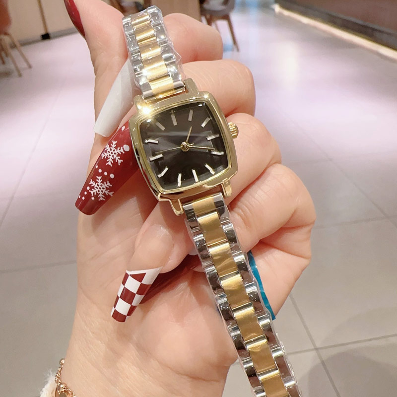 Senhora de luxo vintage relógio banda de aço inoxidável designer mulheres relógios ouro quadrado 28mm relógios de pulso para mulheres natal aniversário presente do dia das mães de alta qualidade