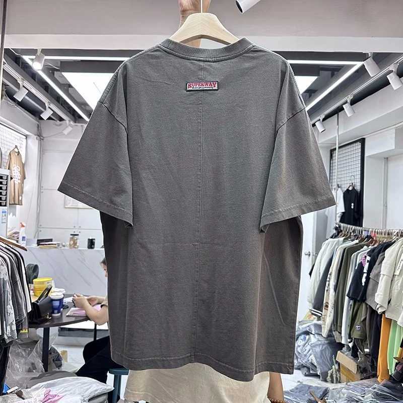 Men's T-Shirts Patchwork English Letter Printing T-shirt Mens Best Quality Retro T-shirt Top T-shirt Wholesale J240316