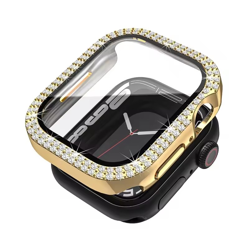 Apple Watch Series 8 7 6 5 4 3 2 1 다이아몬드 시계 유리 케이스 커버 49mm 38mm 41mm 45mm 44mm 풀 프레임 3D 유리 화면 보호기